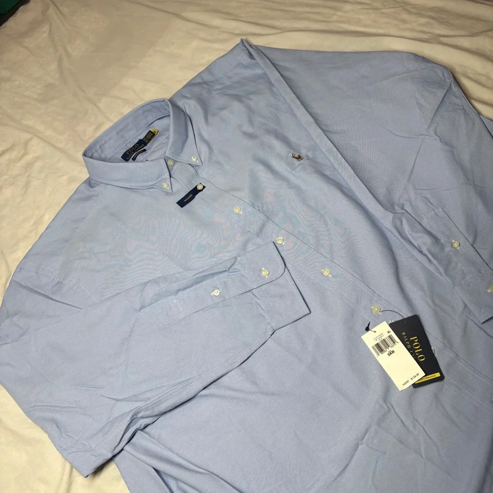 Polo Ralph Lauren Performance Shirt Mens 3XB Light Blue Wicking Button Down NEW